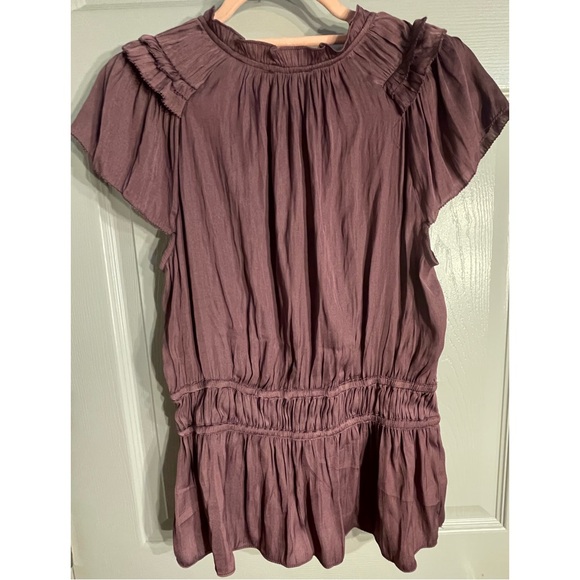 Anthropologie Current Air Purple Short Flutter Sleeve NWT Size Medium - Picture 3 of 12